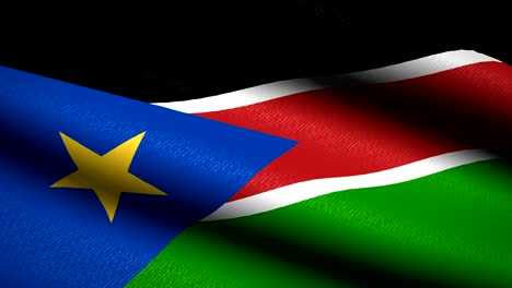 south sudan flag waving textile textured background. seamless loop animation. full screen. slow motion. 4k video