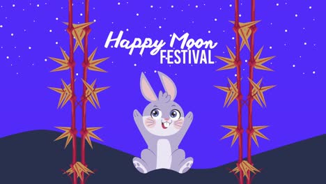 feliz festival de la luna letras con conejo