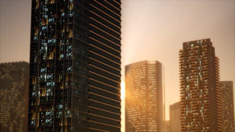 sunset-aerial-shot-of-skyscrapers-of-business-centre