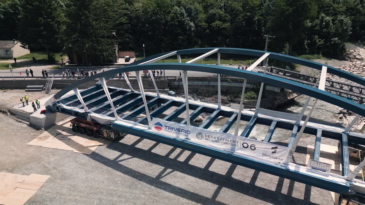 Bridge rigging on a sunny construction site in Tende Breil-sur-Roya South of France