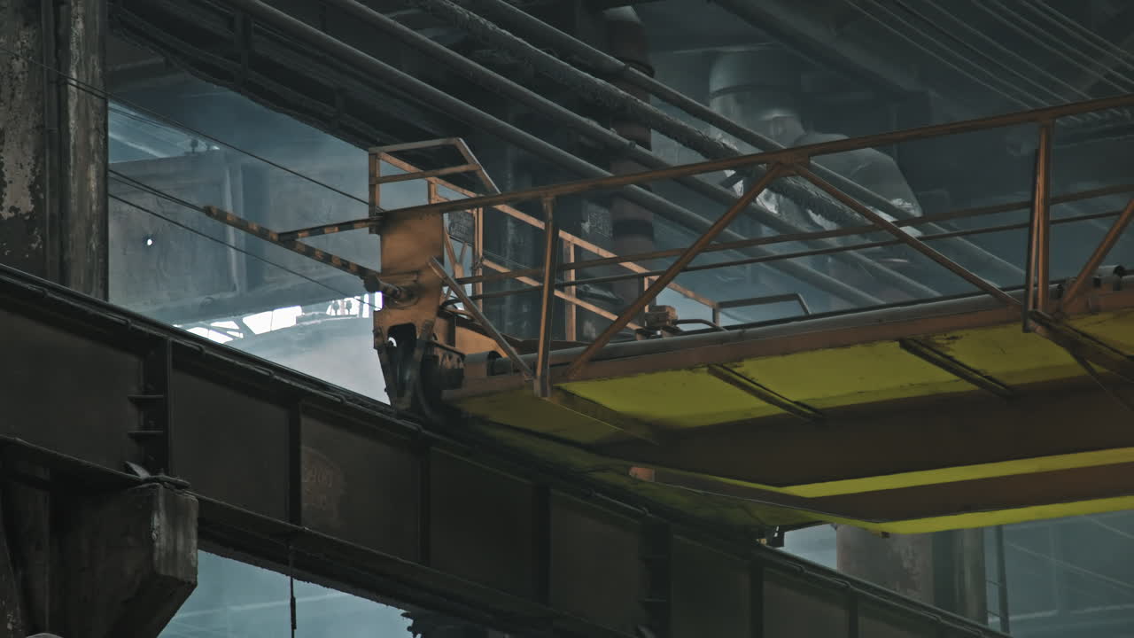 Big Crane Moving Along Foundry Shop