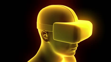 headset de realidad virtual holográfico de animación futurista hmd juego de tecnología de bucle 4k