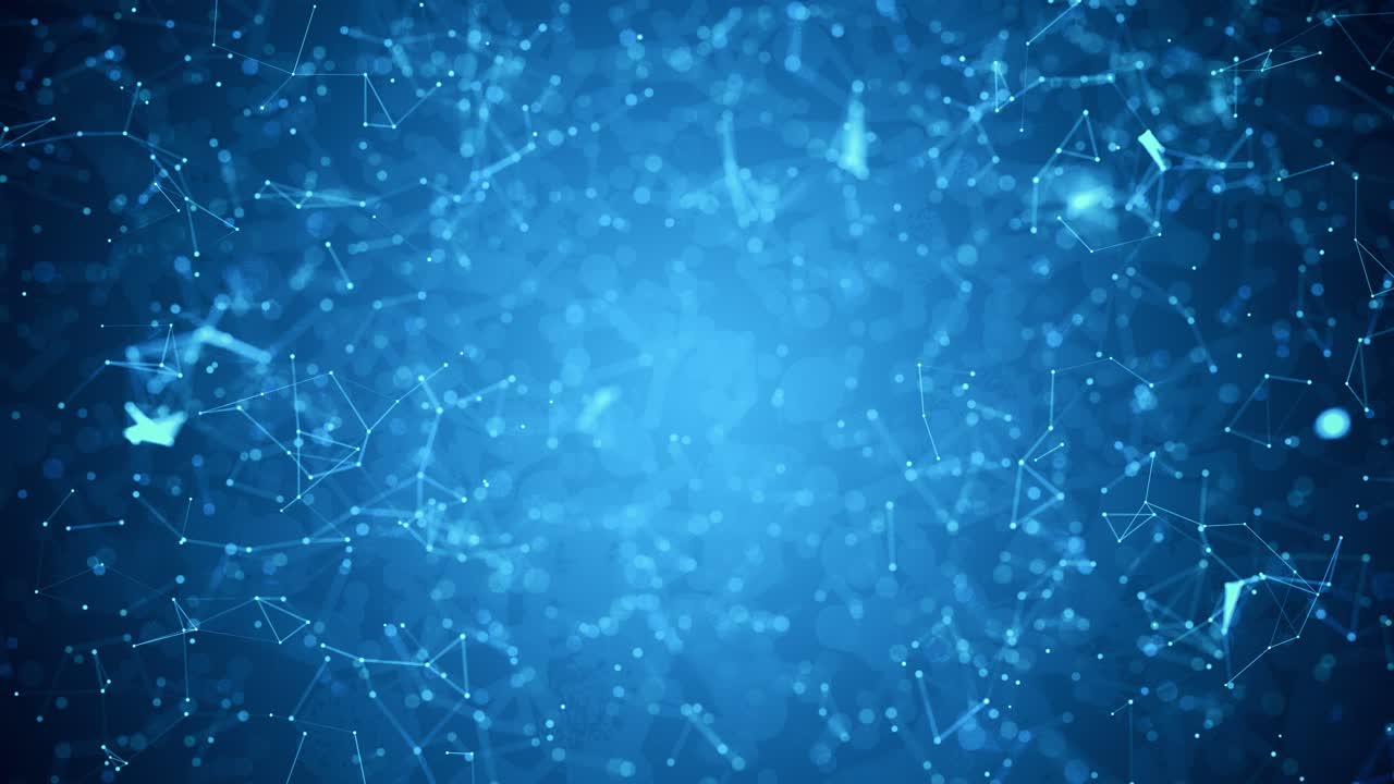 Futuristic Blue Plexus Geometry Background with Animated Polygon Network, Blockchain and AI Data Flow