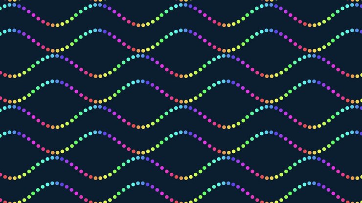 Vibrant rainbow waves seamless pattern on dark background