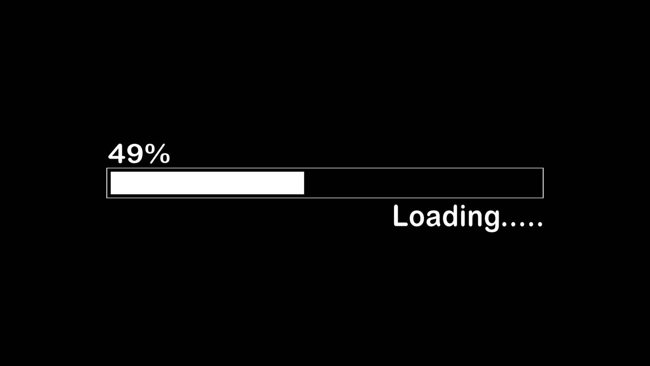 Digital Loading Progress Bar Animation on Black Background