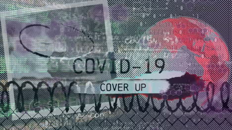 animación de la escritura de covid en todo el mundo y datos financieros y científicos