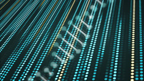 DNA strand with binary coding, processing scientific data in animation