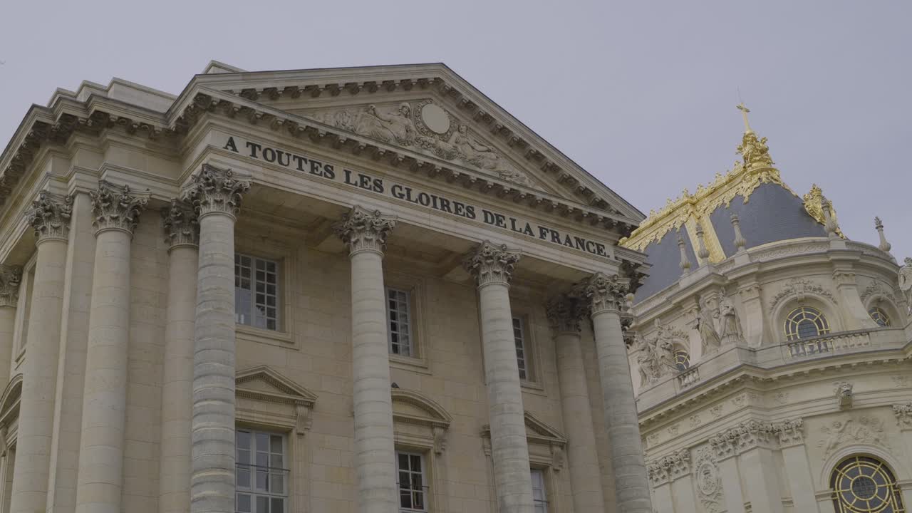 A grand view of the Palace of Versailles, showcasing its architectural beauty