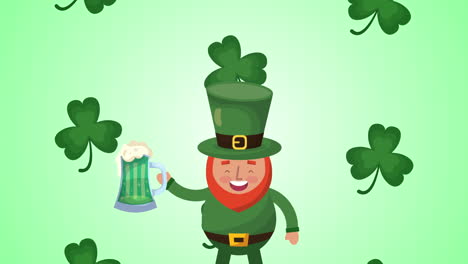 st patricks day animated card with elf and beer