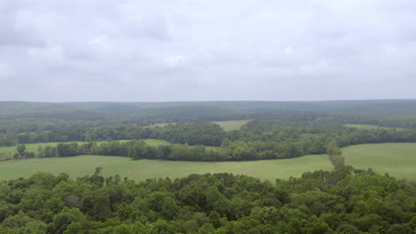 Bonito-Paisaje-Campestre-Con-Un-Descenso-Lento-Hacia-Los-árboles