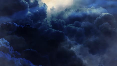 a thunderstorm within a thick, blue-gray cumulus cloud