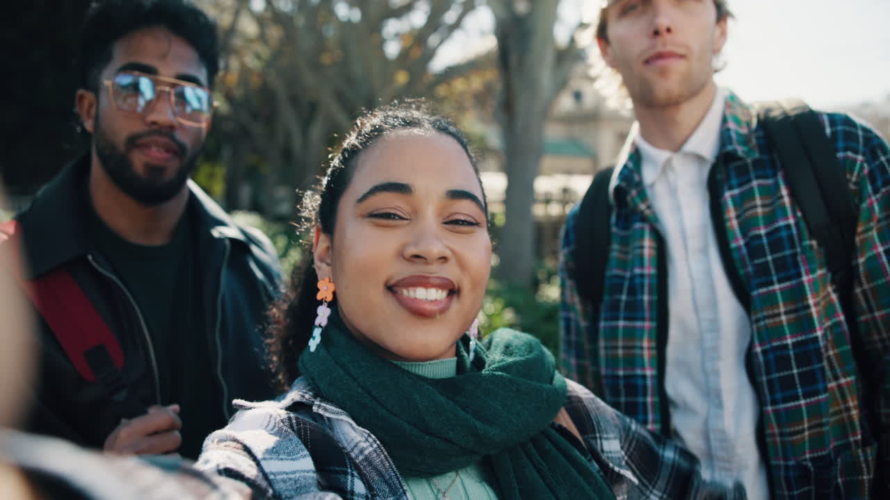 Friends Taking a Selfie Together Outdoors