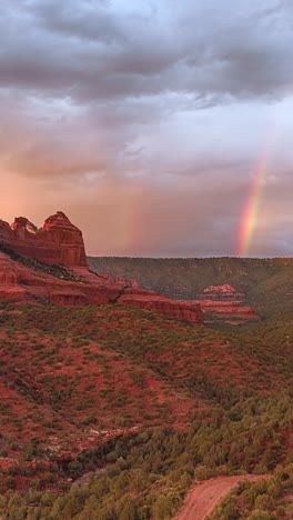 vertical view of the red sandstone mountains at sunset in sedona, arizona. timelapse