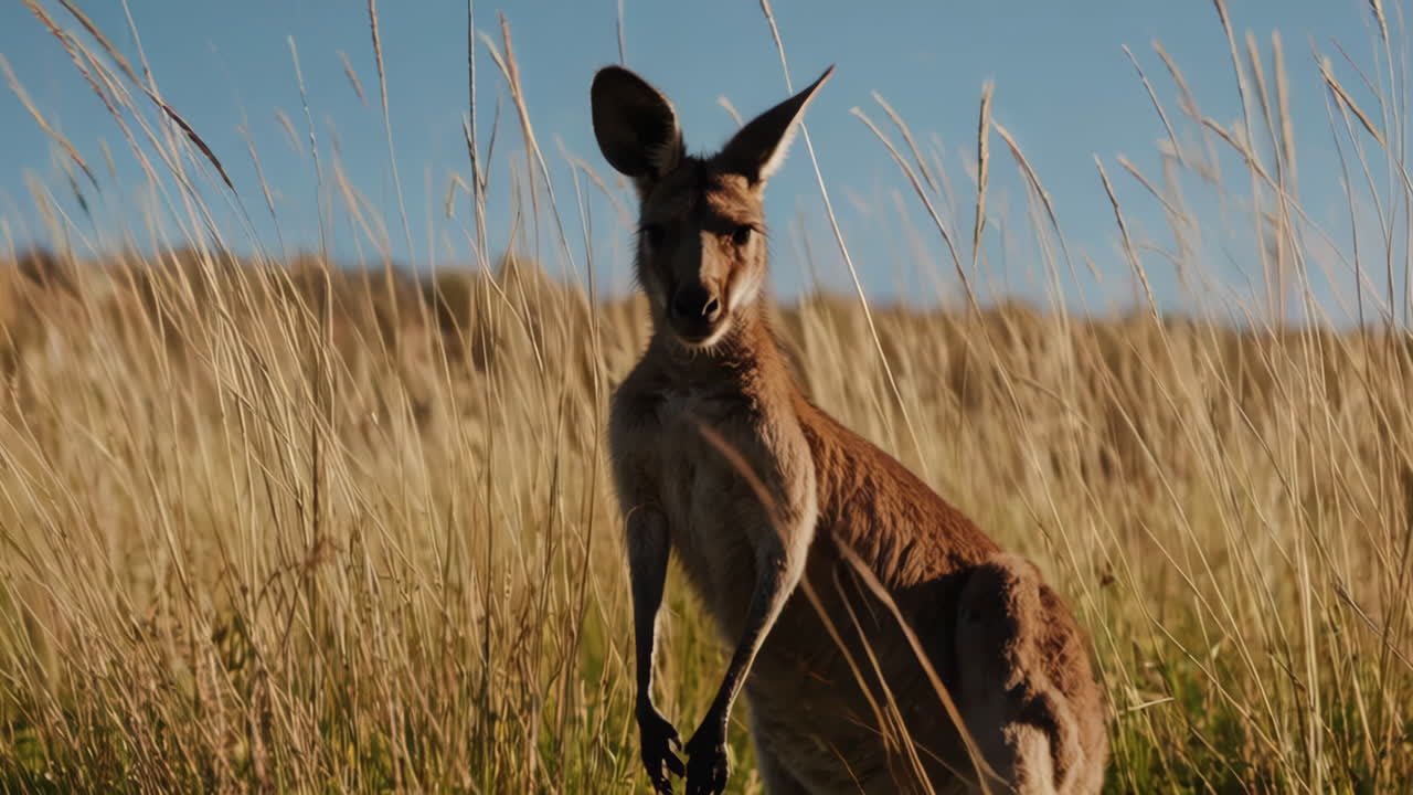 Kangaroo in a Grassy Field