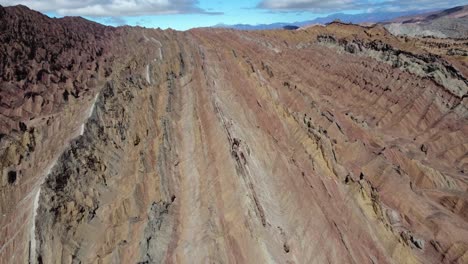 Aerial-view-of-extremely-rugged,-rustic-mountain-terrain-in-Argentina