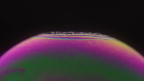 colorful surface of soap bubble in black background