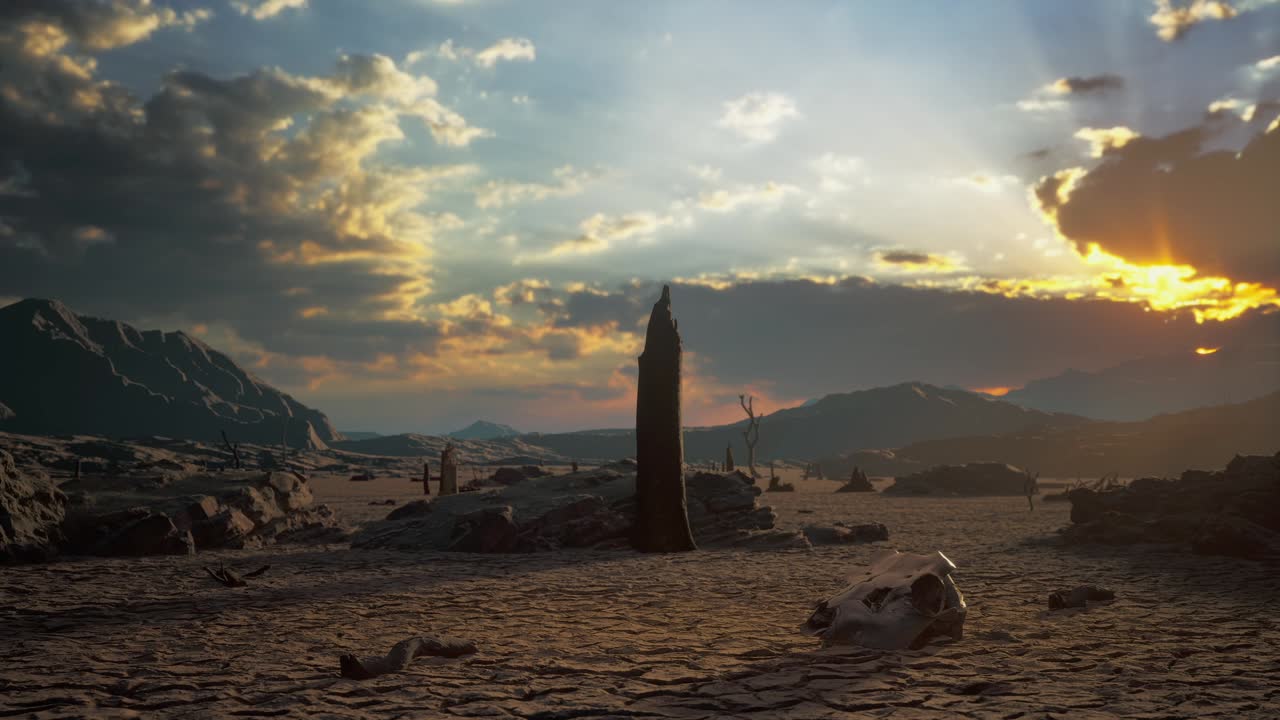 la agricultura de canal medio se seca por la sequía y la ola de calor en verano. crisis de agua y estrés hídrico en verano durante la sequía a largo plazo en verano, animales de cráneo óseo