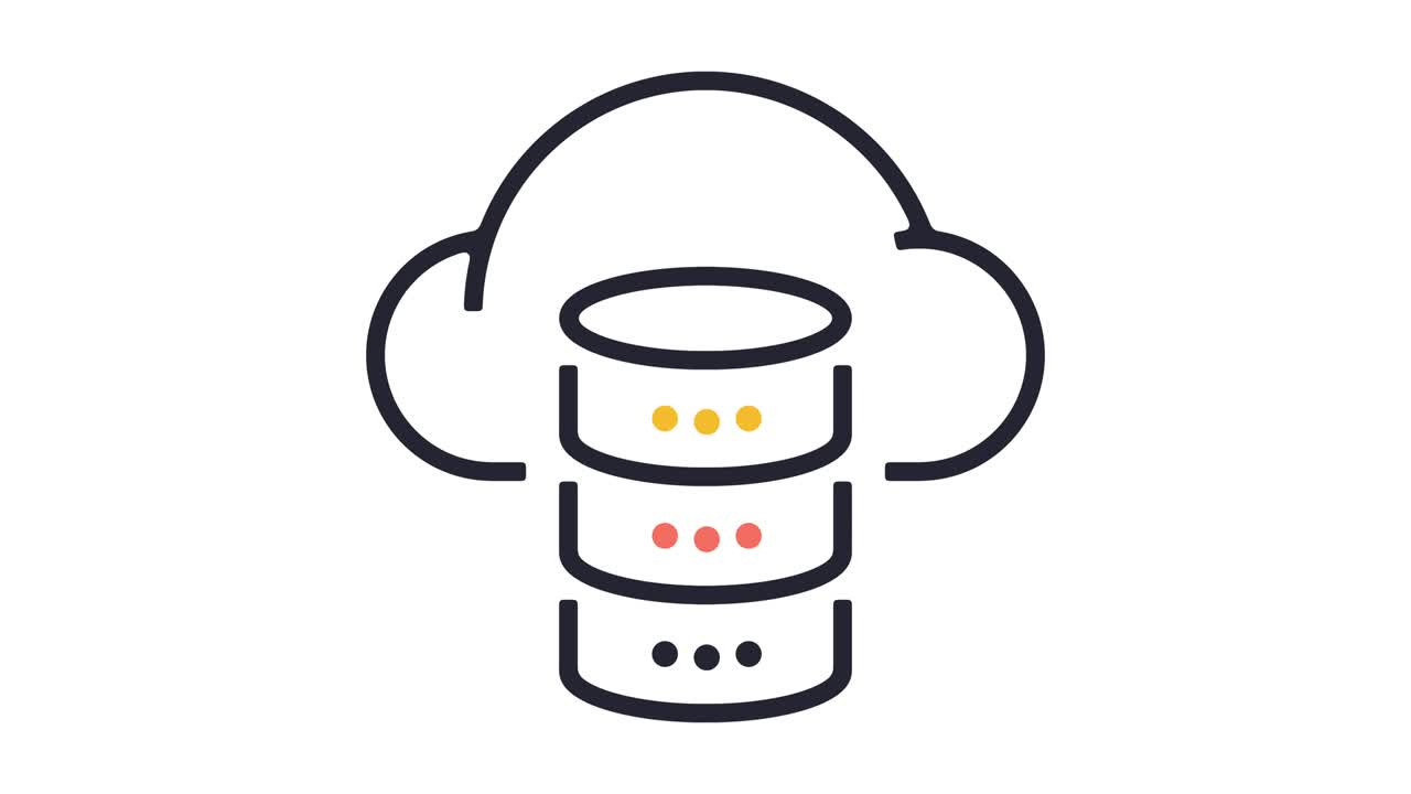 클라우드 데이터베이스 라인 아이콘 애니메이션