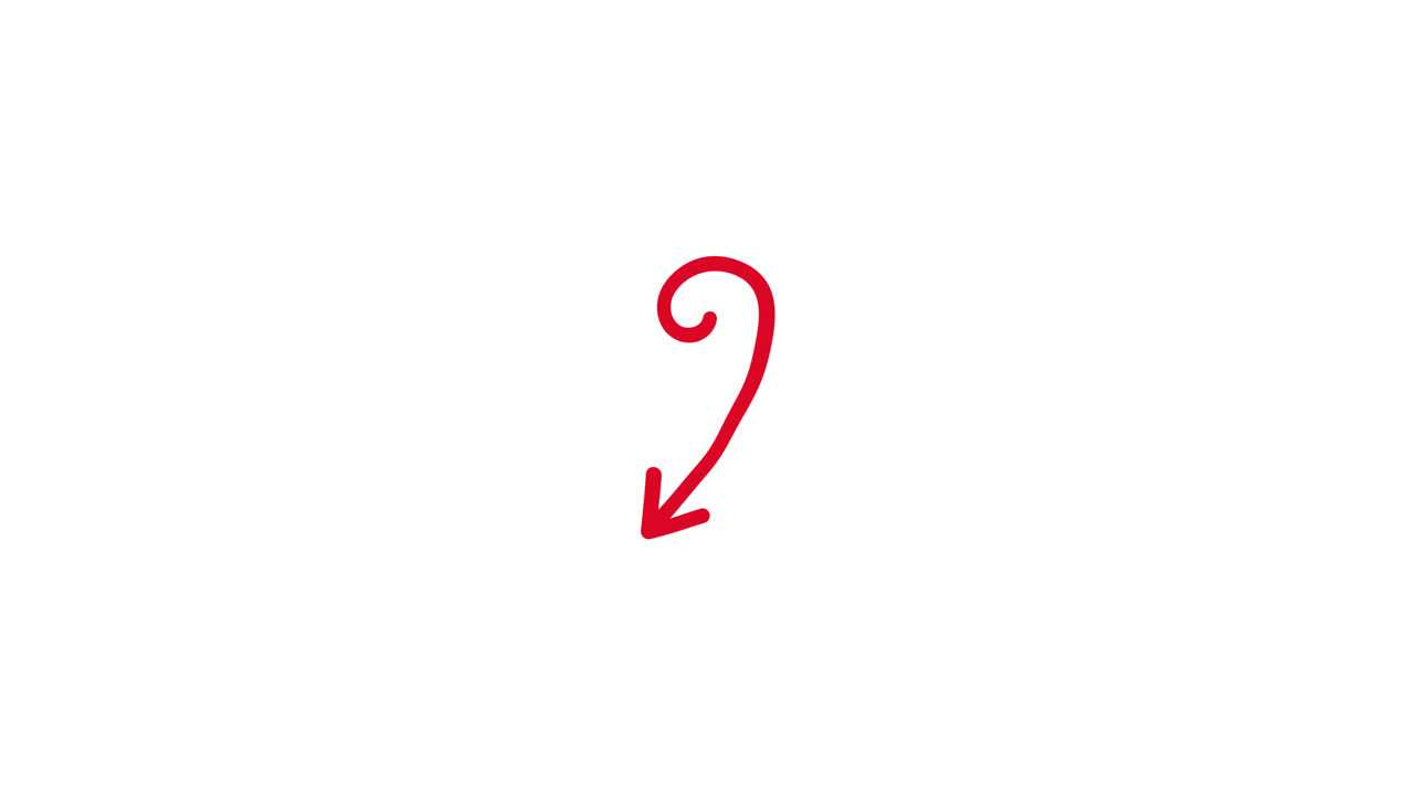Hand-Drawn Red Arrow Animating Downwards on White Background