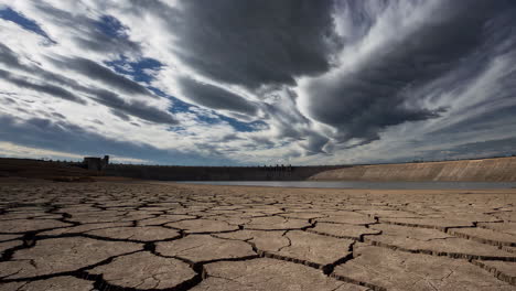 dry reservoir and cracked earth
