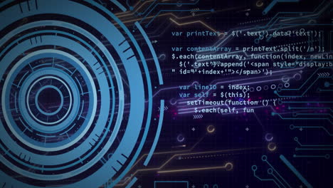 animation of data processing with scope scanning on black background
