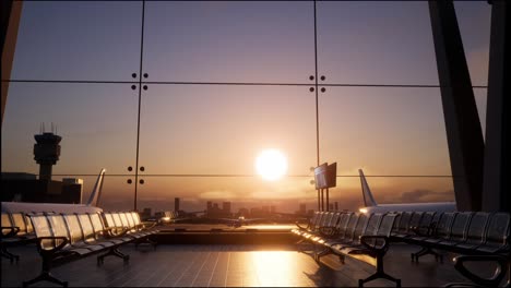 airport terminal at sunrise/sunset