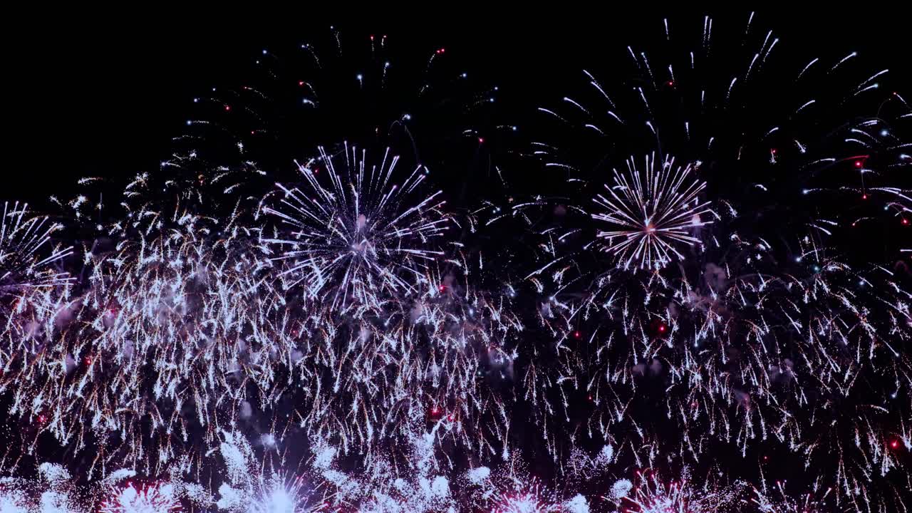 Colorful fireworks exploding in the night sky. Celebrations and events in bright colors.