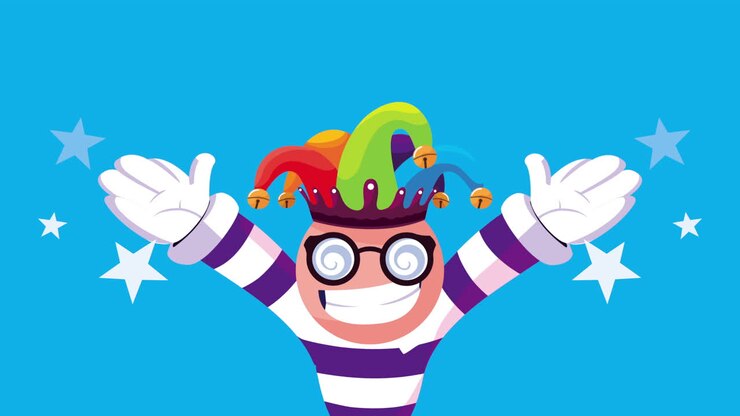 смешный клоун в шляпе шутника