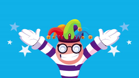 funny clown wearing jester hat