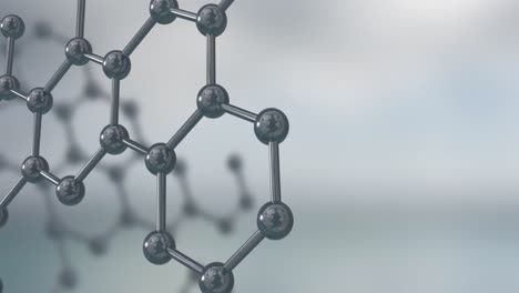 animation of micro of molecules models over grey background