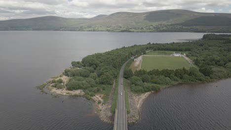 Cars-Driving-In-Bridge-Over-Blessington-Lake-In-Wicklov-Ireland
