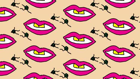 kids drawing pop art seamless background with theme of lips