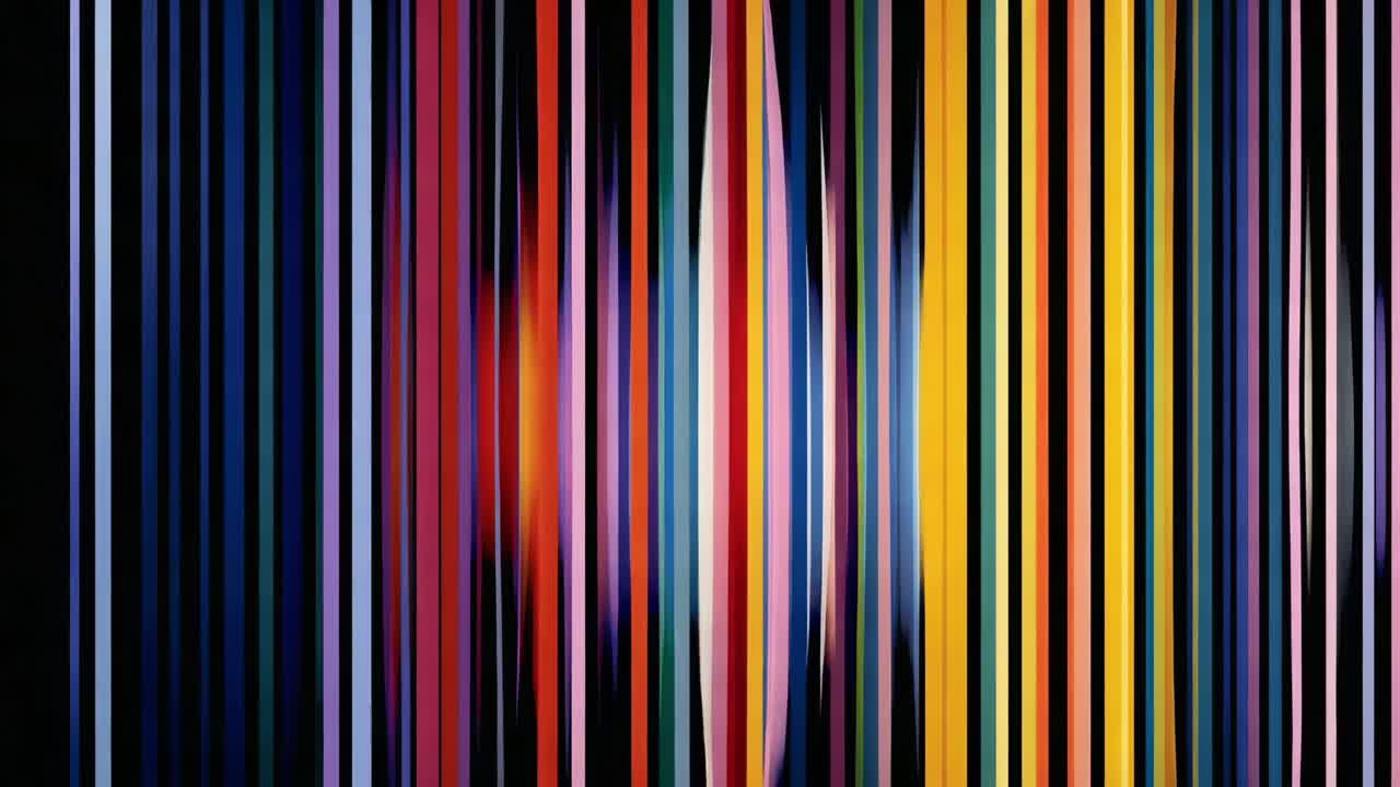 A Visual Journey Through Dynamic Color Stripes, Highlighting the Transformation of Shapes and Lights Captured in Two Distinct Frames of a Mesmerizing Video Sequence