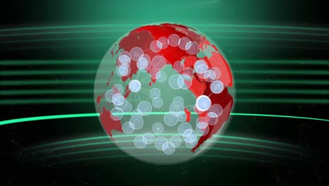 red earth globe rotating surrounded by data