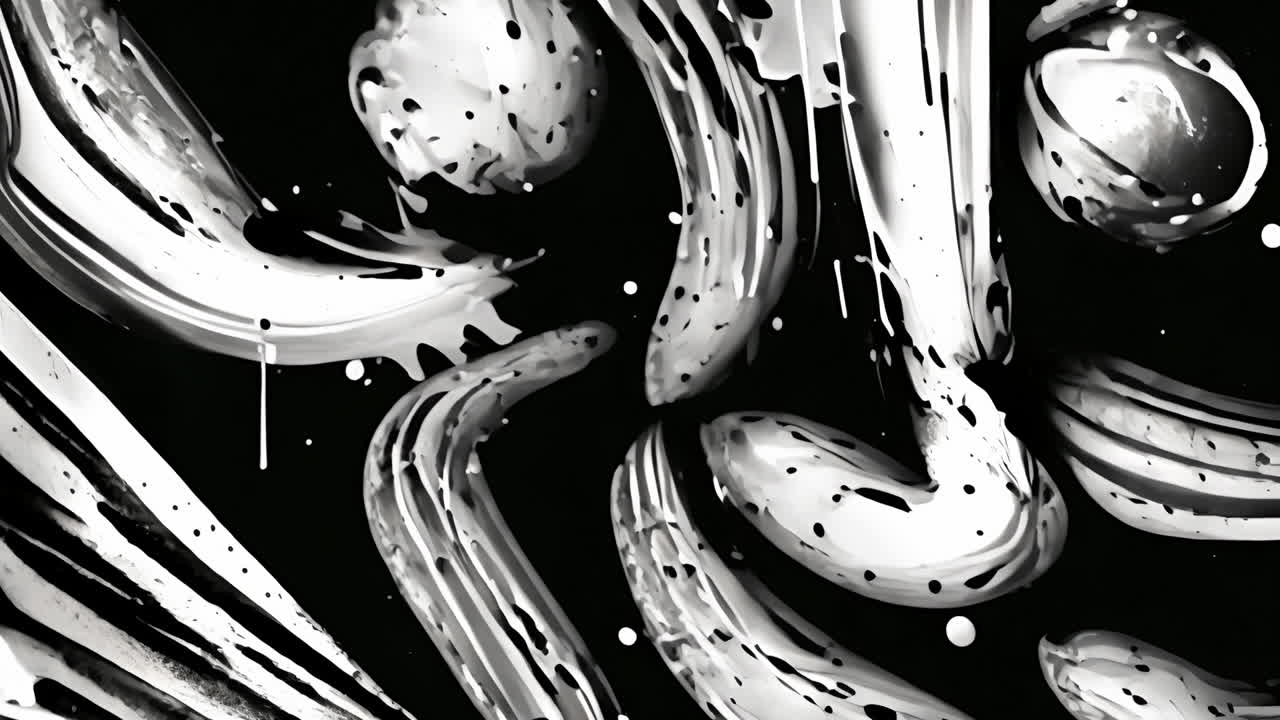 Dynamic Black and White Abstract Paint Splashes