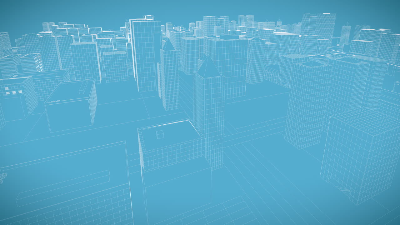 el horizonte de la ciudad de estructura alámbrica gira en bucle sin interrupción