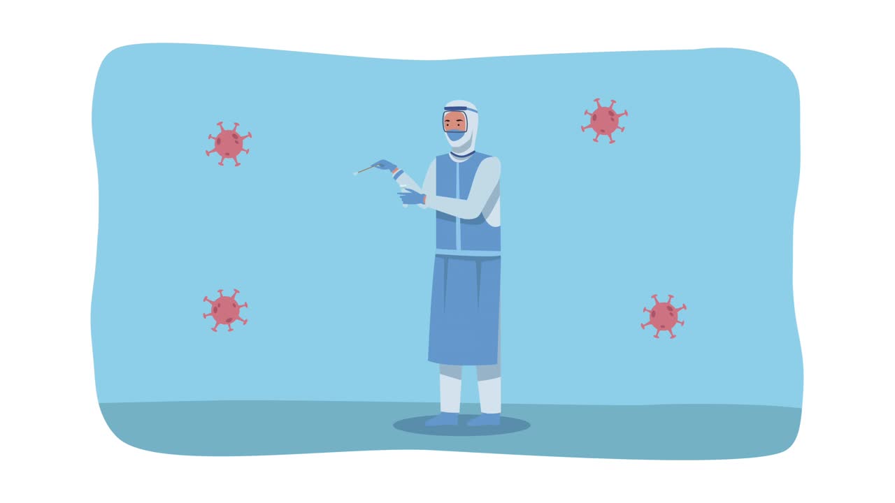 частицы пандемии covid-19 с врачом, практикующим тест