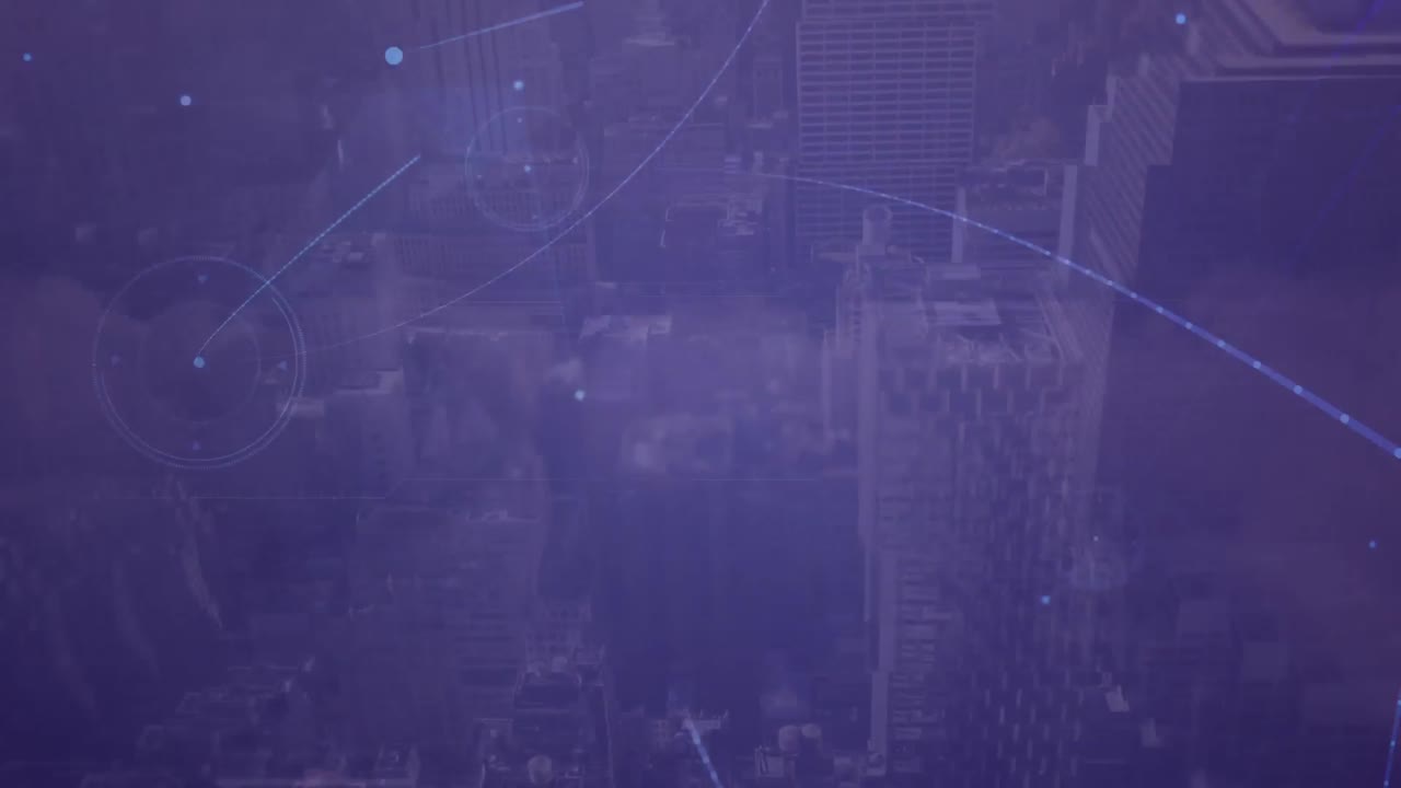 animación de redes de conexiones en el paisaje urbano