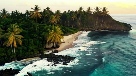 tropical island paradise with palm trees and beach