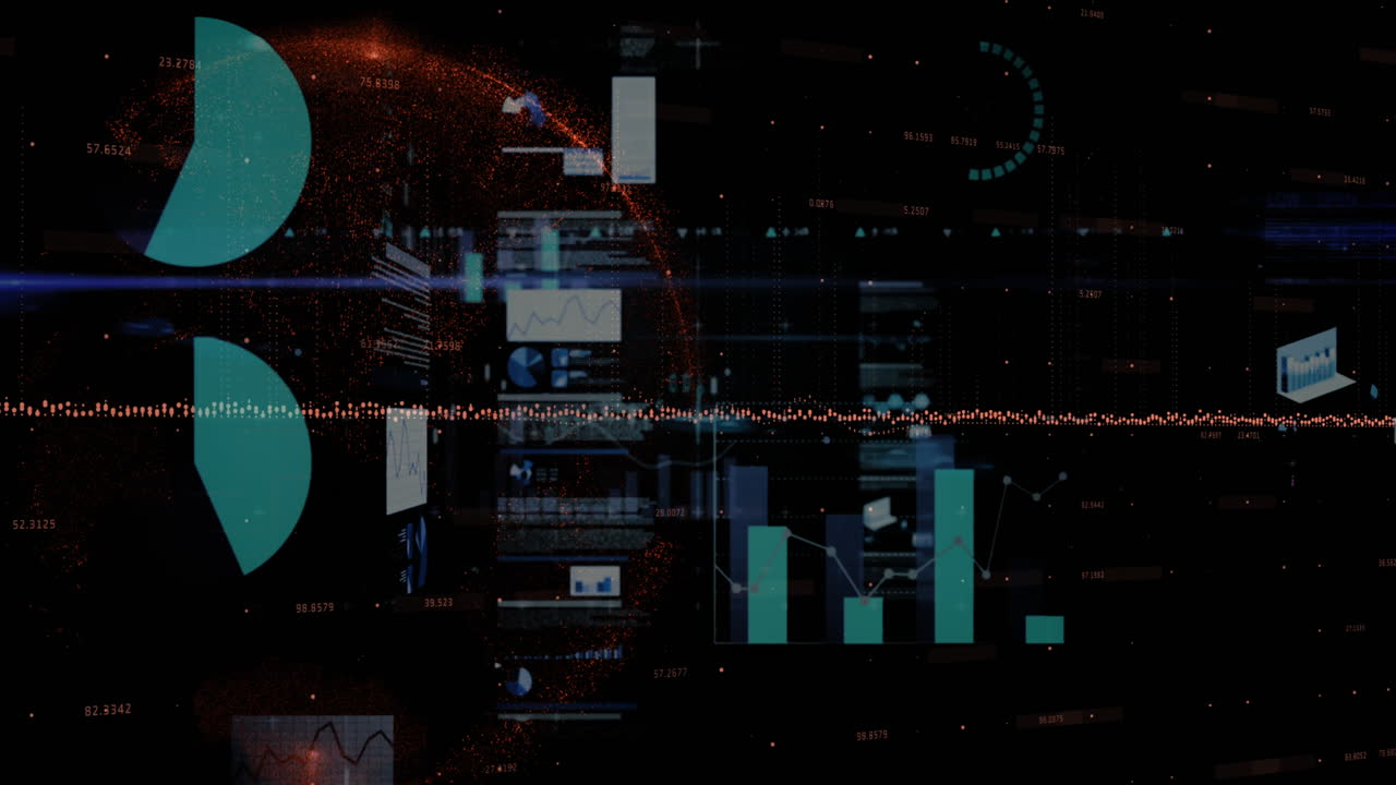 animación del procesamiento de datos y las estadísticas
