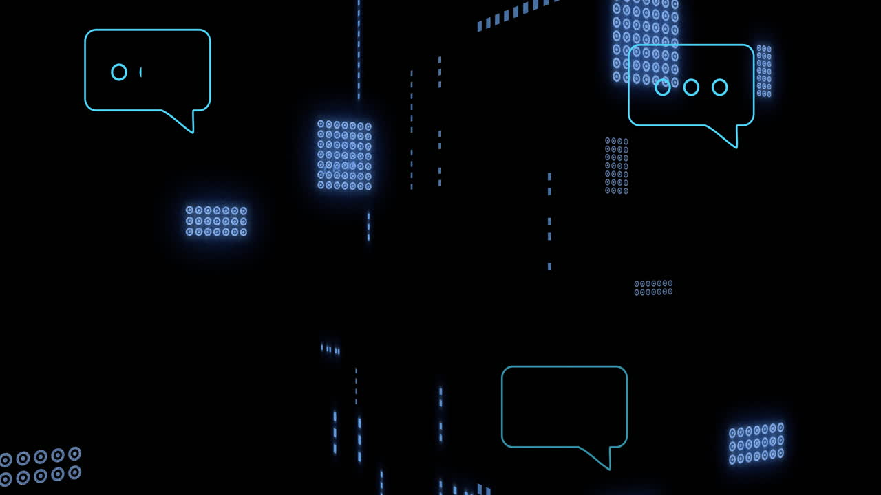 Animation of ai data processing over black background