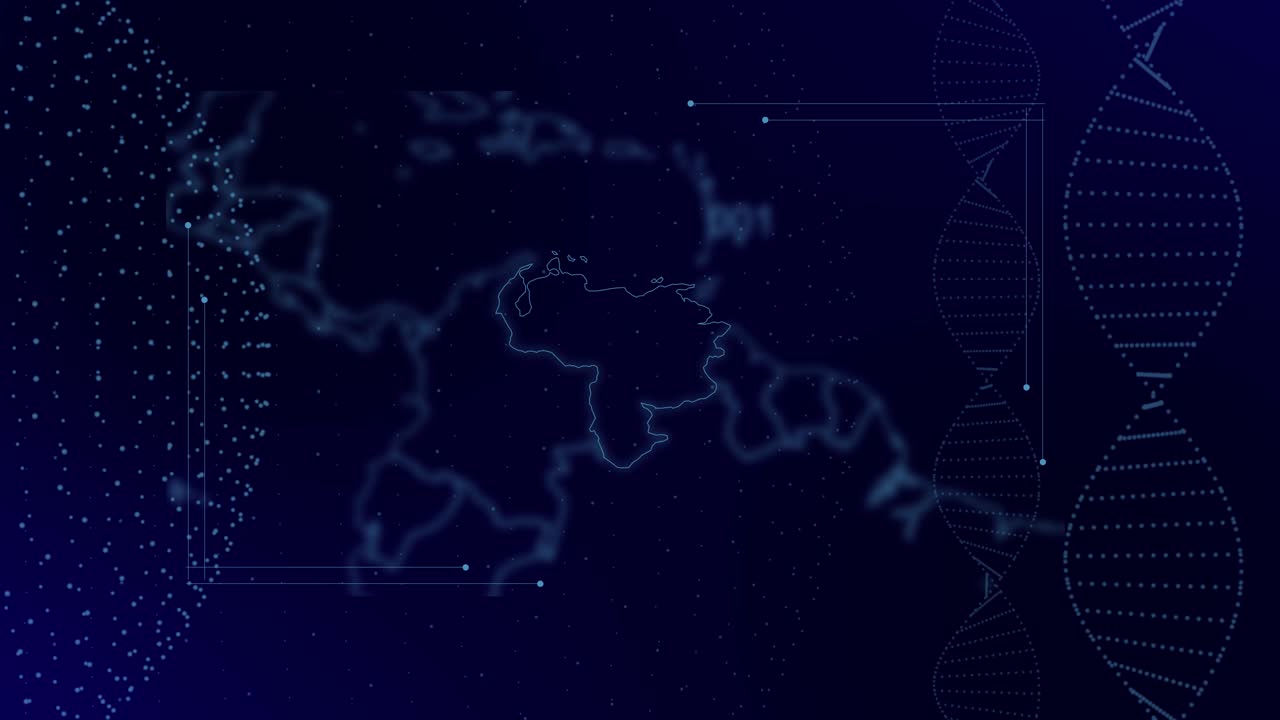 Data analysis Medical statistics on Venezuela Country with graphs, charts, analytics in background | Venezuela country Revealing world map 4K|60 FPS, data analysis Medical science technological,DNA