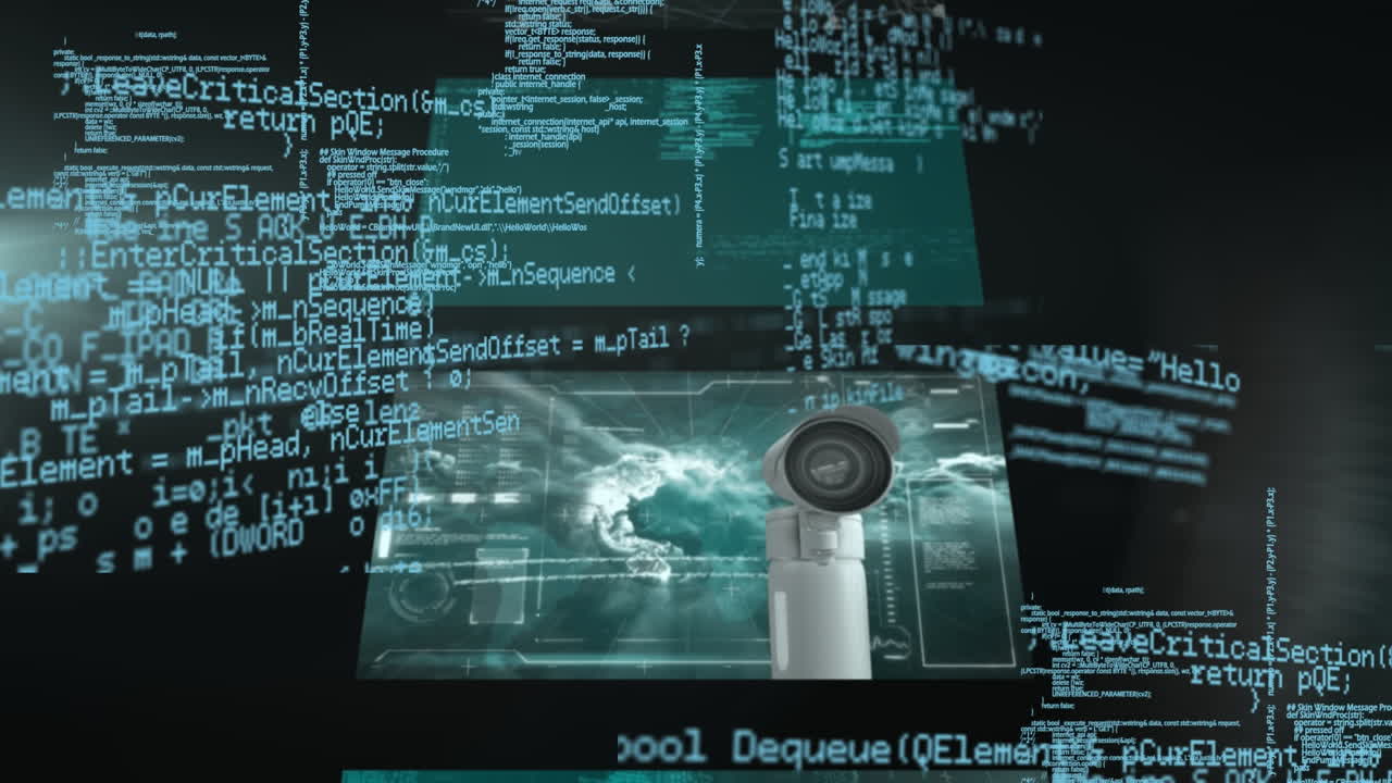 Animation of data processing on black background