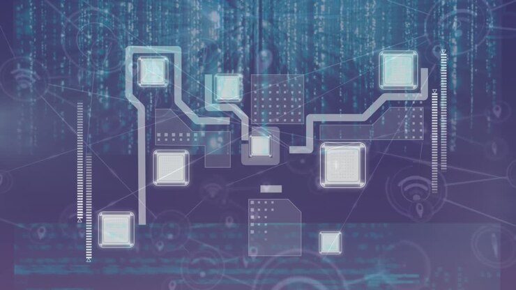 Animation of data processing over icons