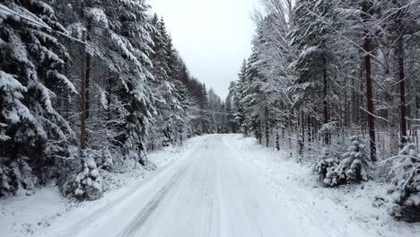 road in winter, covered by snow