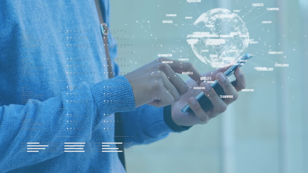 Globe spinning with data and connection network