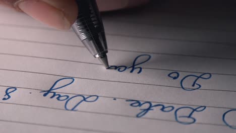 close shot of calligraphy writing