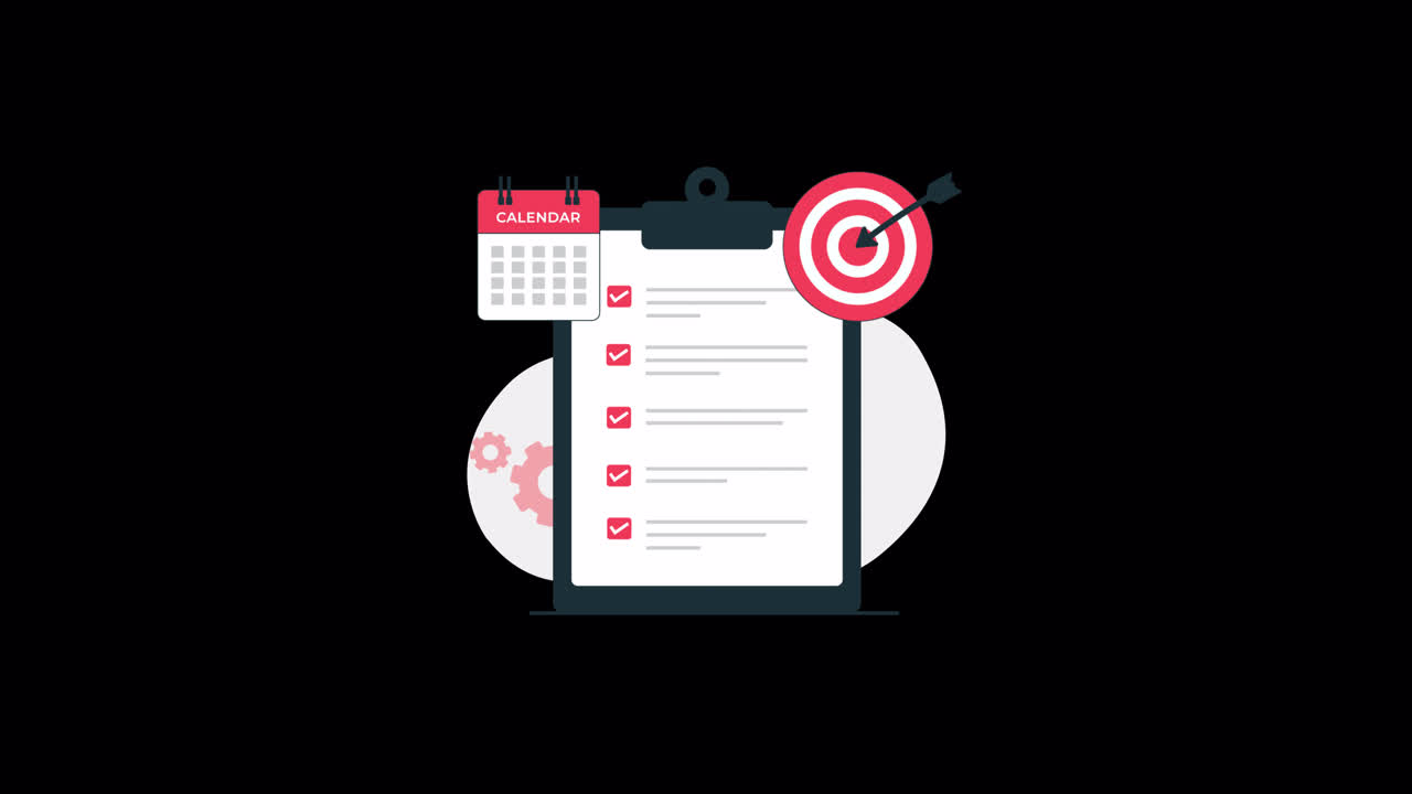 Lista di controllo e calendario animati per la gestione delle attività e il raggiungimento degli obiettivi