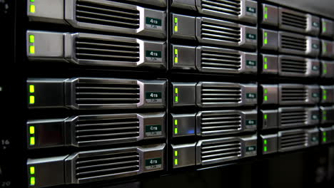 close-up of 4tb hard drives in a server rack