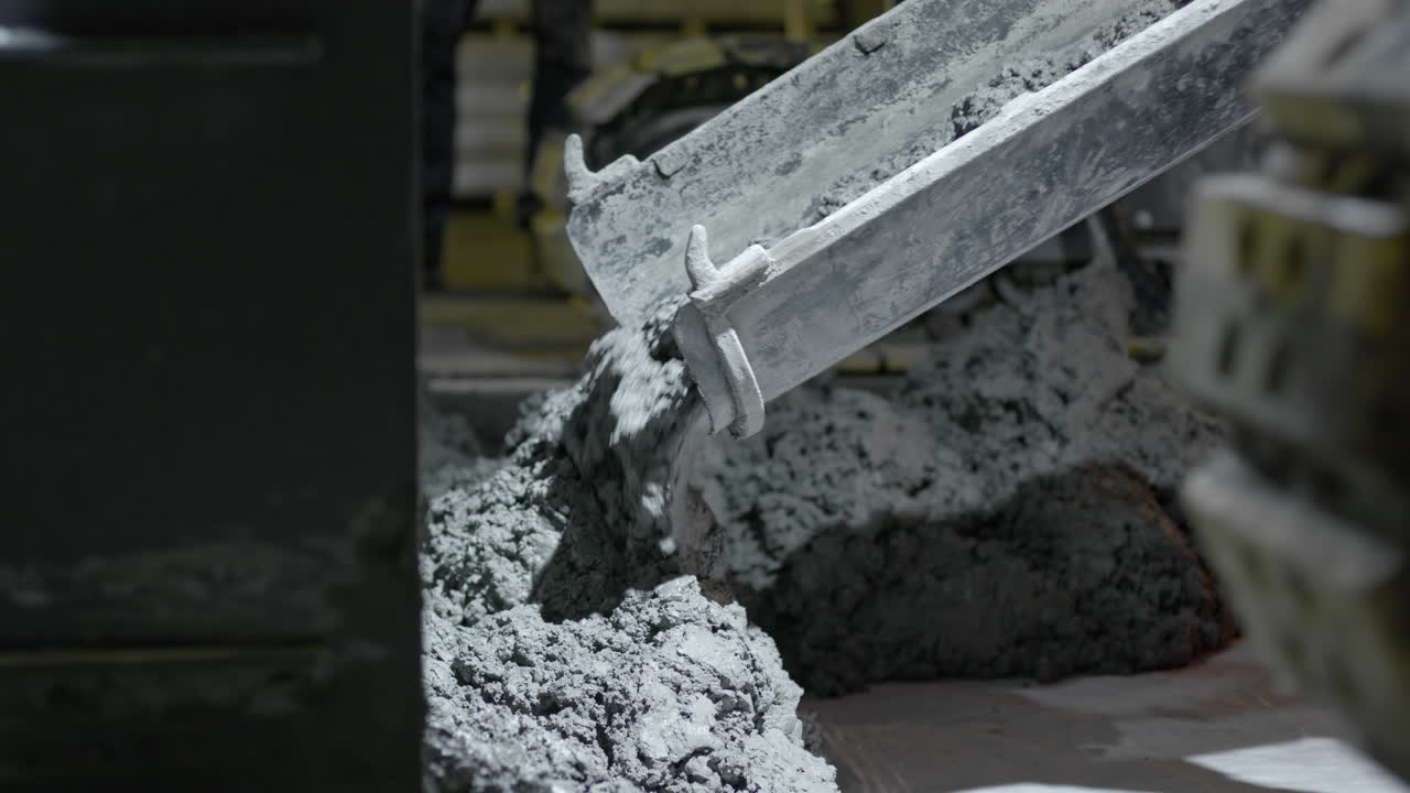 기초를 강화하기 위해 슈트 아래로 미끄러지는 시멘트